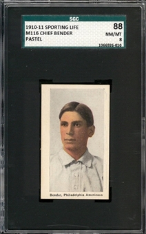 1910-11 M116 Sporting Life Chief Bender, Pastel – SGC 88 NM/MT 8